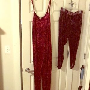 Suede jumper suede pants with pockets